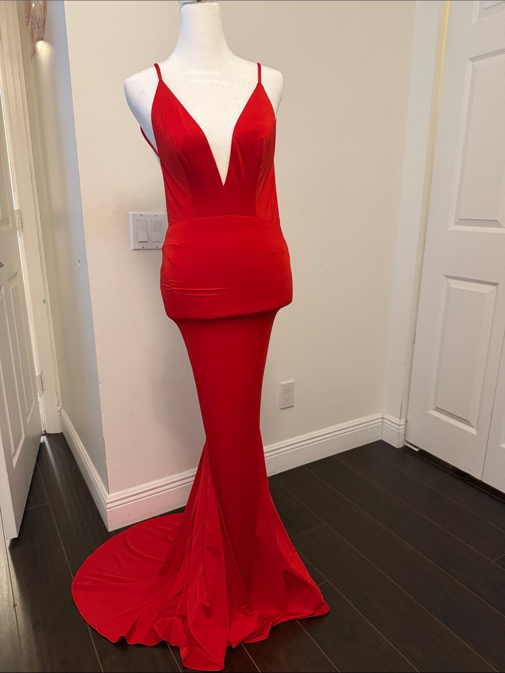NWT Abyss by Abby Jolie Red Dress plunging low back evening gown xs